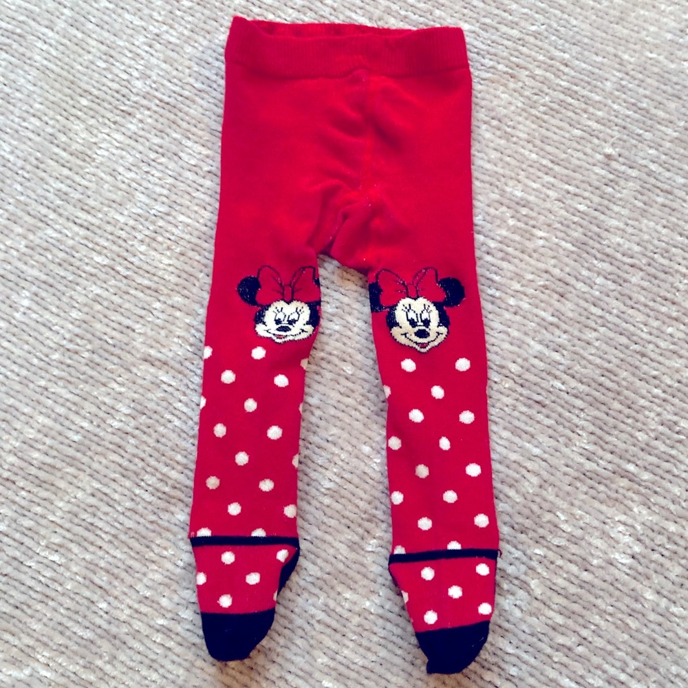 Disney Baby Minnie Mouse Polka Dot Footed Tights Leggings 0-9 Months